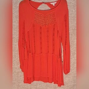 Adiva Red Pheasant Embellished Blouse Size L #147